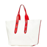 クリスチャンルブタン フランジバス ミディア トートバッグ ハンドバッグ ホワイト マルチカラー キャンバス レザー レディース Christian Louboutin 【中古】